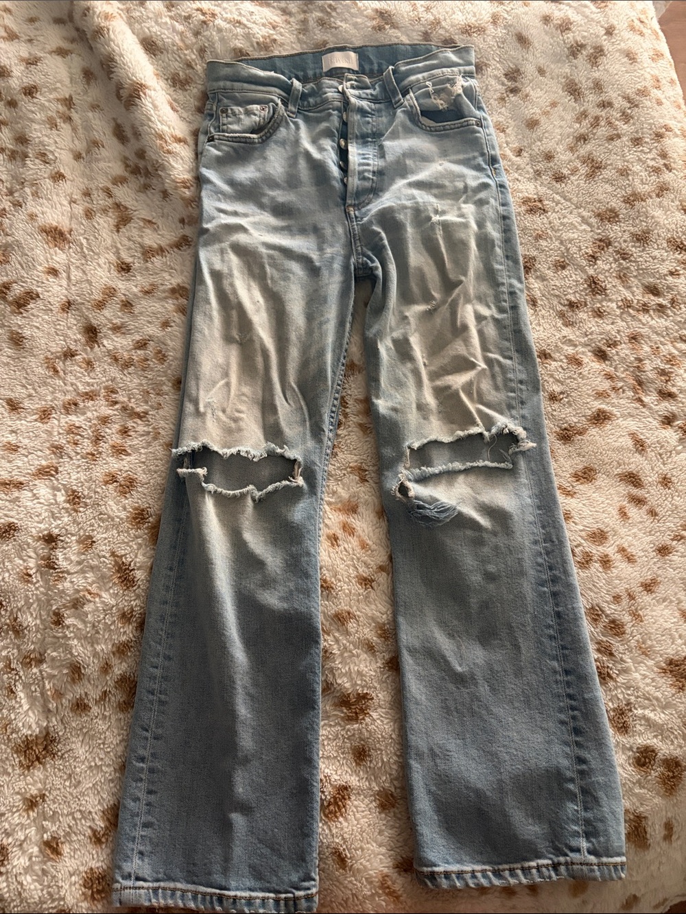 Boyish Light Blue Distressed Straight-Leg Jeans